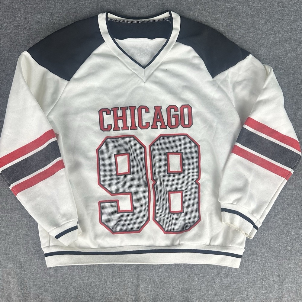 Chicago Bulls 98 Sweatshirt V Neck Size Large